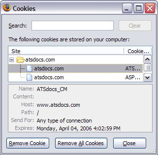 Select and view the cookies from various web sites Select and view the cookies from various web sites